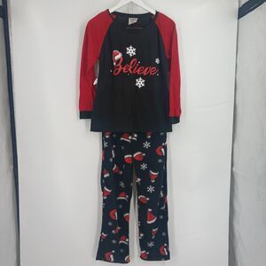 Family Pajamas Mens size Small Christmas Holiday Pajama Set black red santa hat